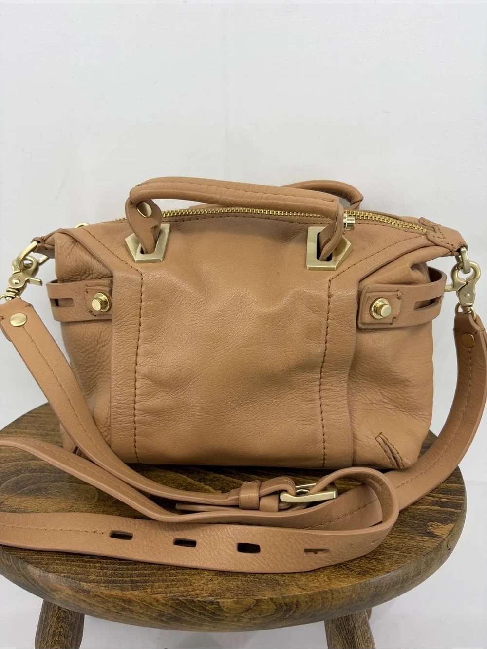 Botkier Flatiron Mini Satchel Small Camel Tan Leather Purse Crossbody Bag